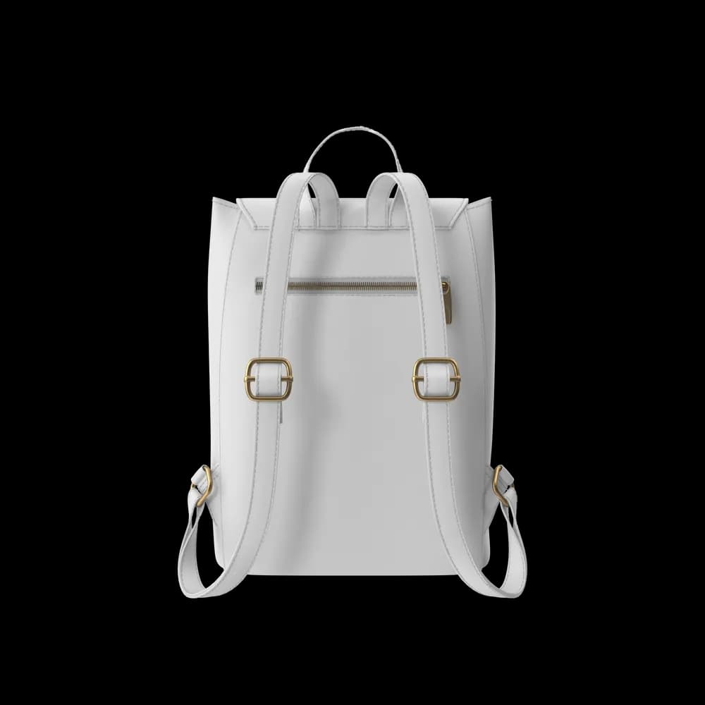 White Faux Leather Backpack